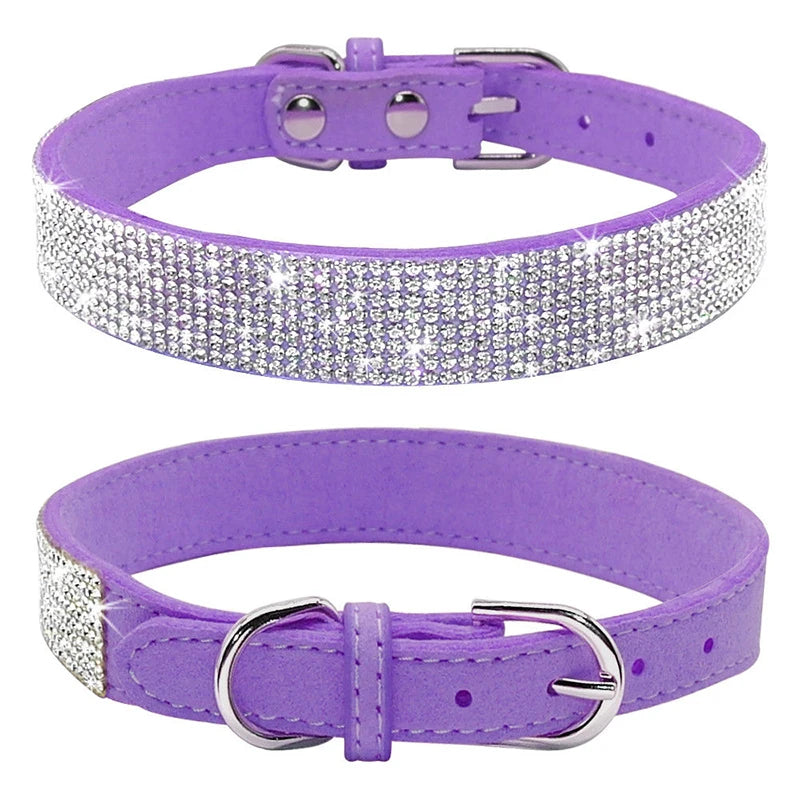 Crystal Rhinestone Dog & Cat Collar — Glamorous Design, 8 Colors & 3 Sizes