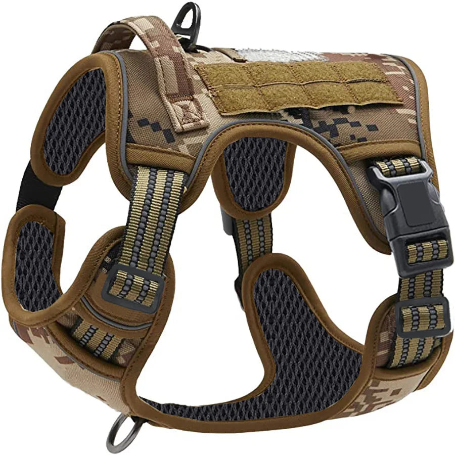 Military Tactical Dog Harness — No-Pull, Reflective with Control Handle