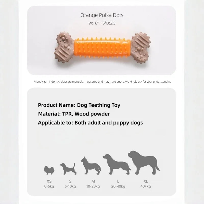 Bone-Shaped Dog Chew Toy – Durable TPR & Wood Powder – All Breeds & Sizes