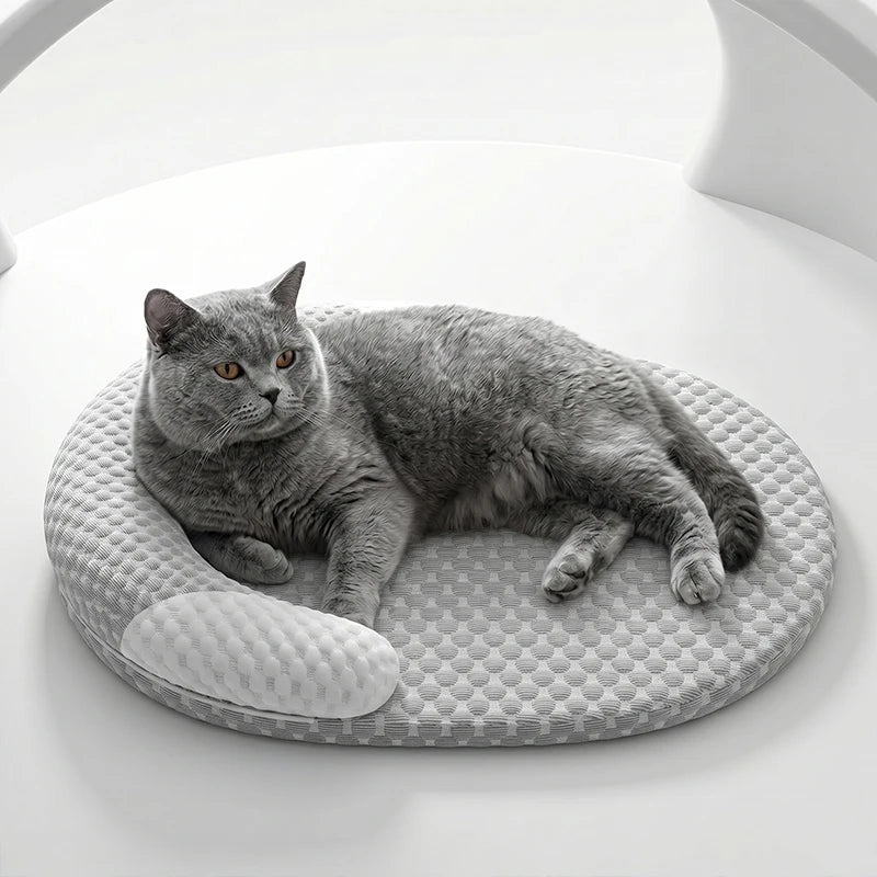 Oval Cooling Pet Bed for Dogs & Cats – Breathable Ice Silk