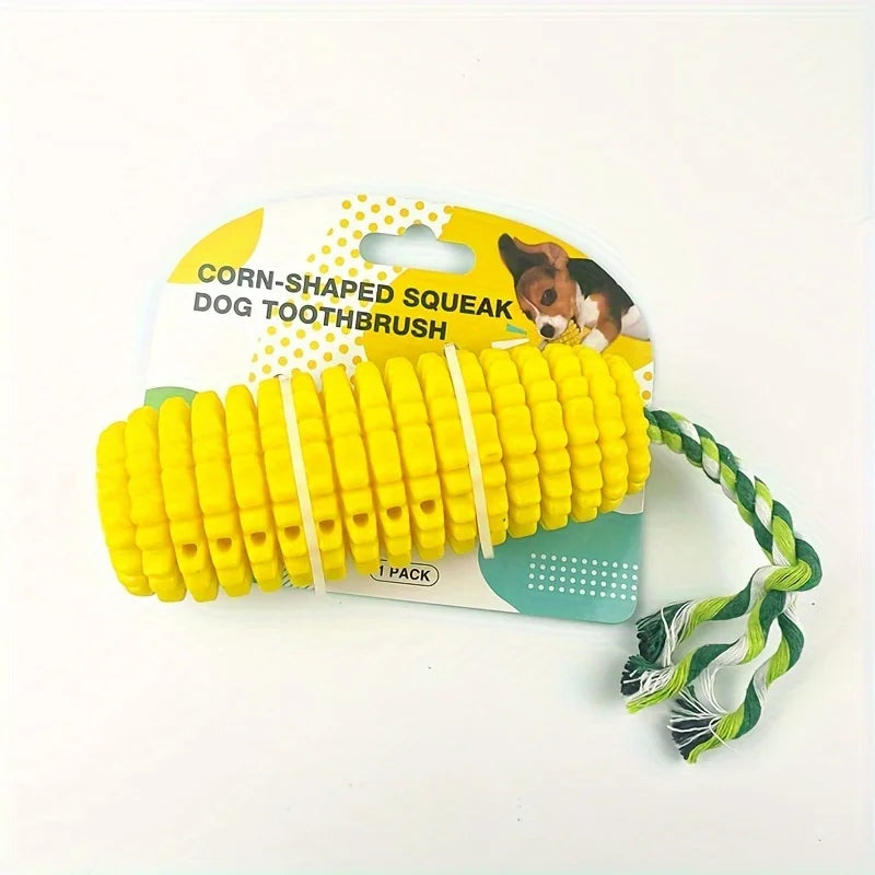 Corn Dog Chew Toy – Durable TPR Rubber, Silent or Squeaky – All Breeds