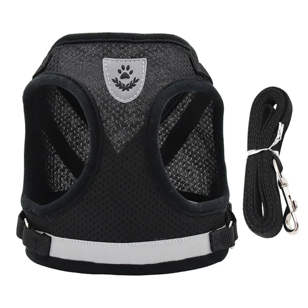 Escape-Proof Cat Harness — Reflective Mesh Vest with Leash, Adjustable