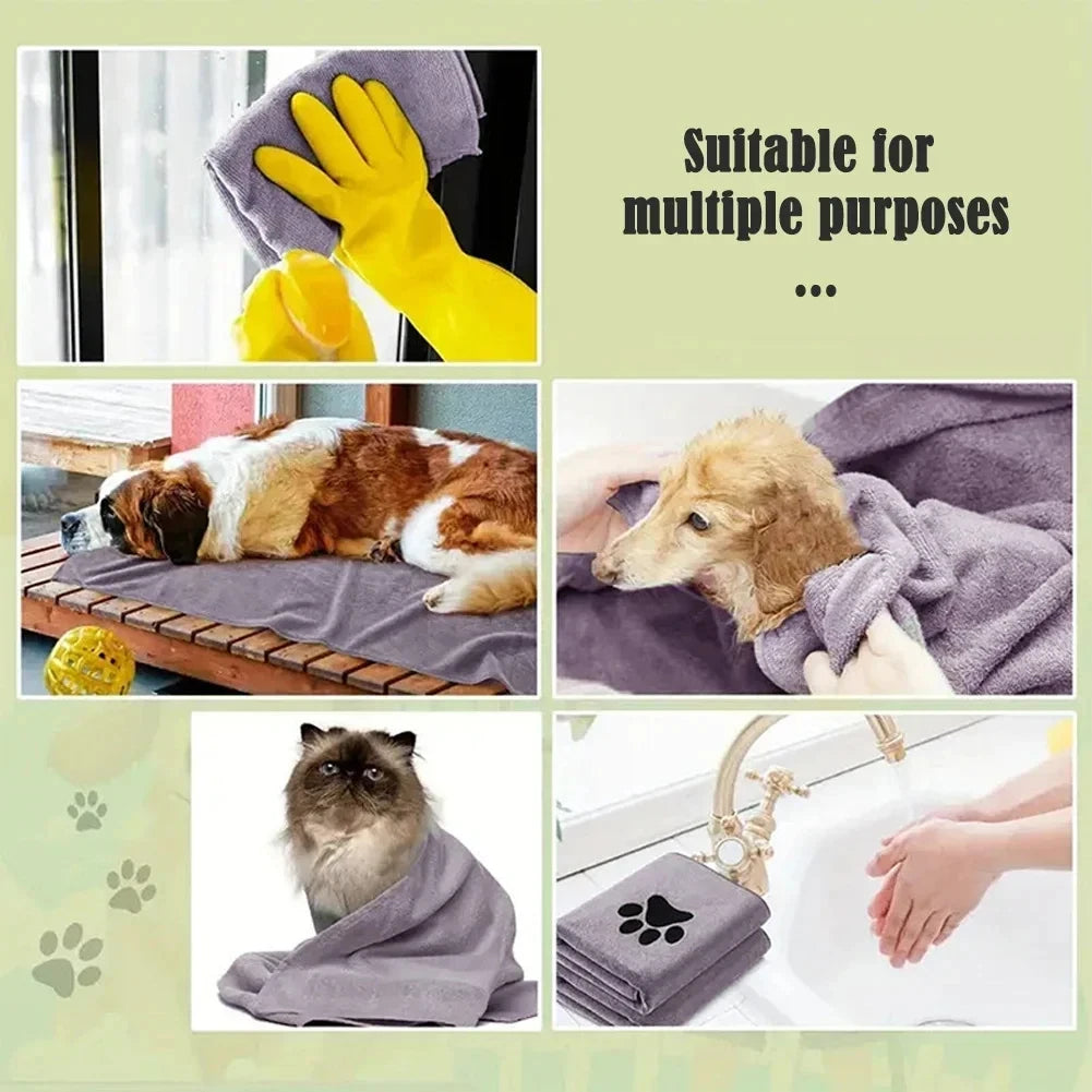 Embroidered Microfiber Bath Towel for Dogs and Cats – Soft & Absorbent