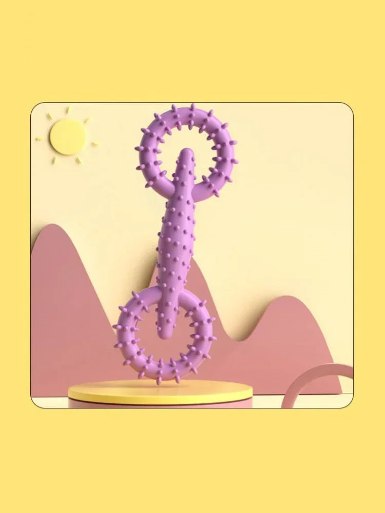 Double Ring Dog Chew Toy – Interactive TPR Rubber for Dental Cleaning & Boredom Relief