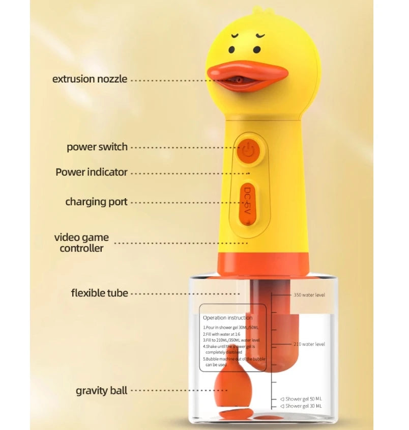 Automatic Pet Foam Dispenser – Duck-Shaped, USB Rechargeable, Bath Grooming Tool