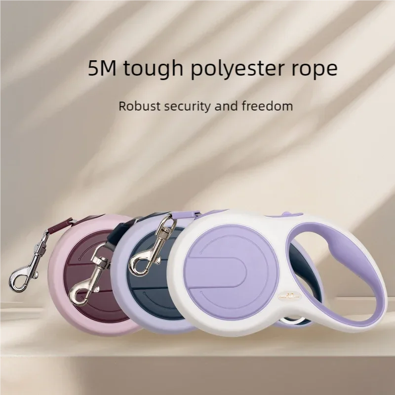 5-Meter Retractable Dog Leash — Durable Nylon with Instant Lock