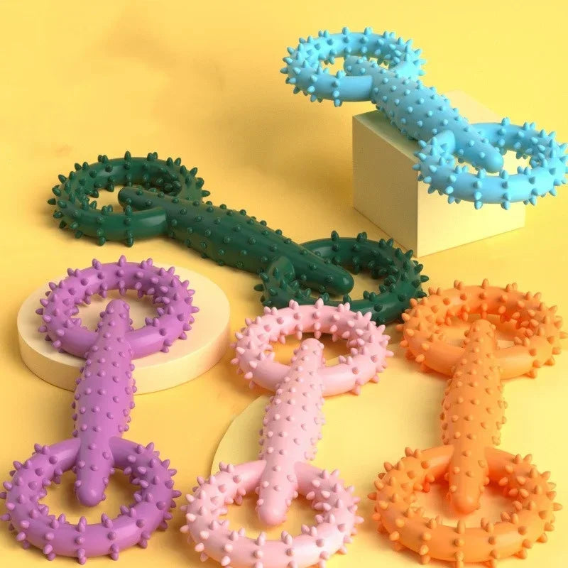 Double Ring Dog Chew Toy – Interactive TPR Rubber for Dental Cleaning & Boredom Relief