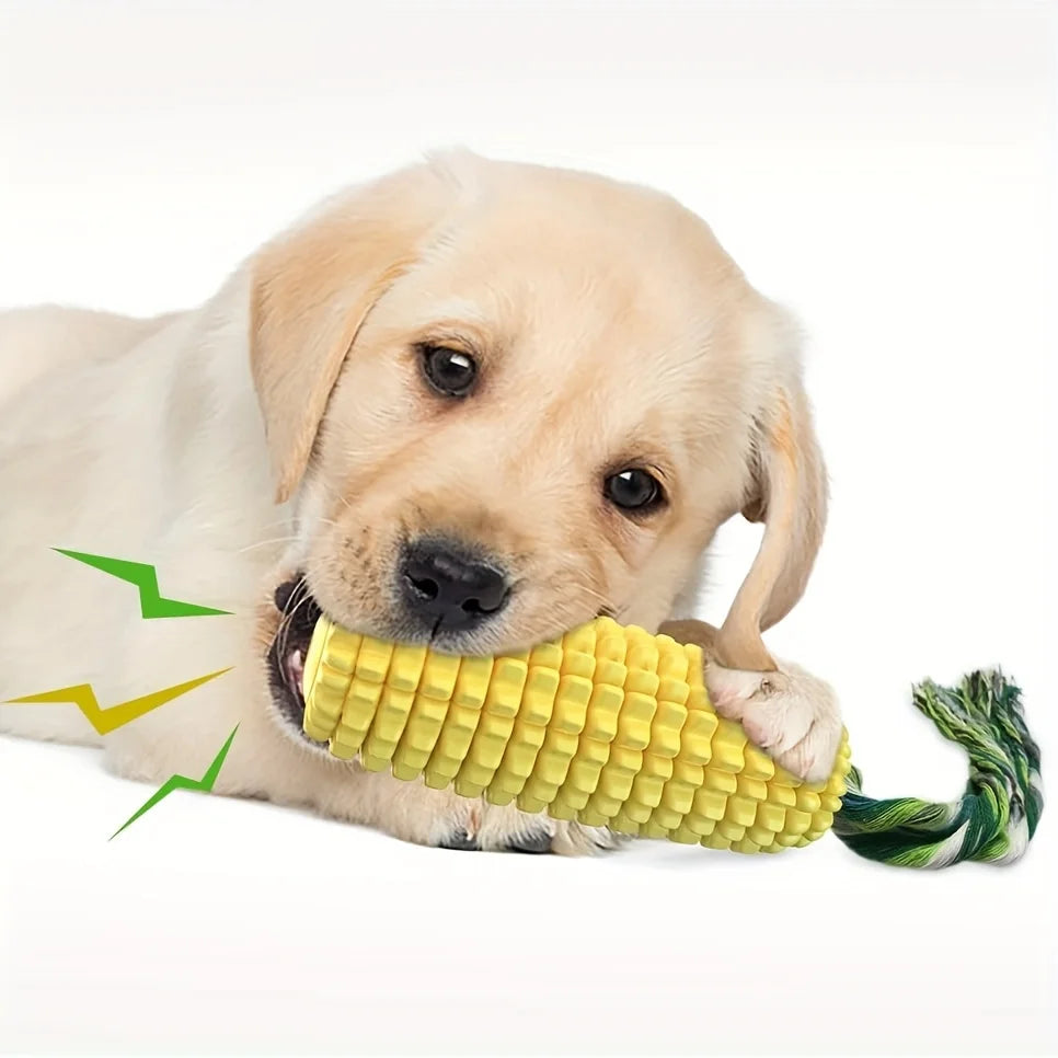 Corn Dog Chew Toy – Durable TPR Rubber, Silent or Squeaky – All Breeds
