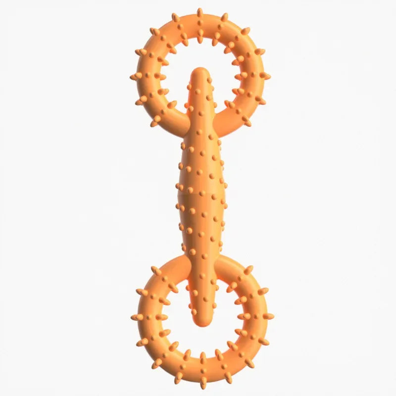 Double Ring Dog Chew Toy – Interactive TPR Rubber for Dental Cleaning & Boredom Relief