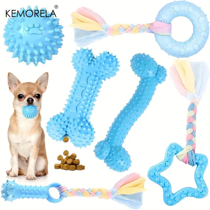 6-Piece Dog Chew Toy Set – Soft Rubber, Dental Cleaning & Perfect Gift
