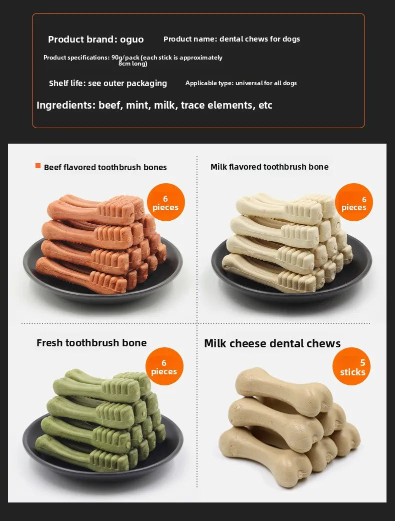 Dog Dental Chew Sticks - Beef Flavor, Dental Cleaning & Training