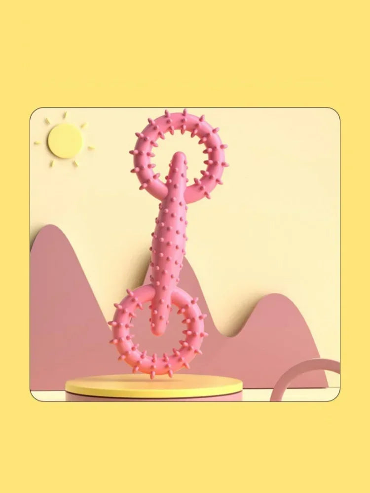 Double Ring Dog Chew Toy – Interactive TPR Rubber for Dental Cleaning & Boredom Relief