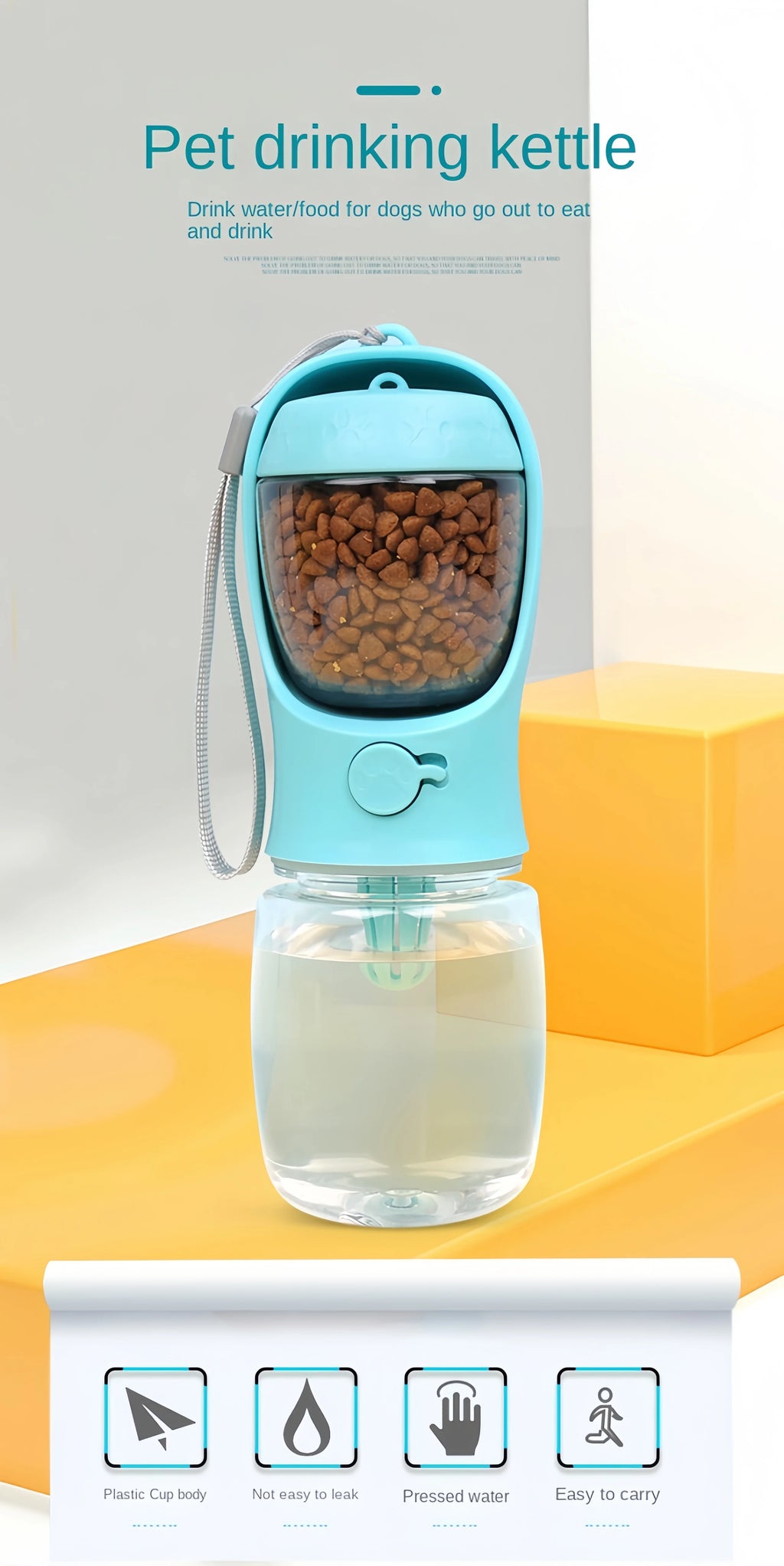 2-in-1 Portable Water Bottle with Food Storage for Dogs & Cats – Travel & Walks