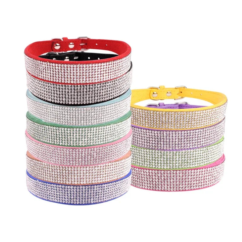 Crystal Rhinestone Dog & Cat Collar — Glamorous Design, 8 Colors & 3 Sizes