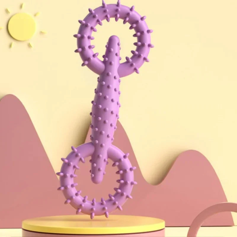 Double Ring Dog Chew Toy – Interactive TPR Rubber for Dental Cleaning & Boredom Relief