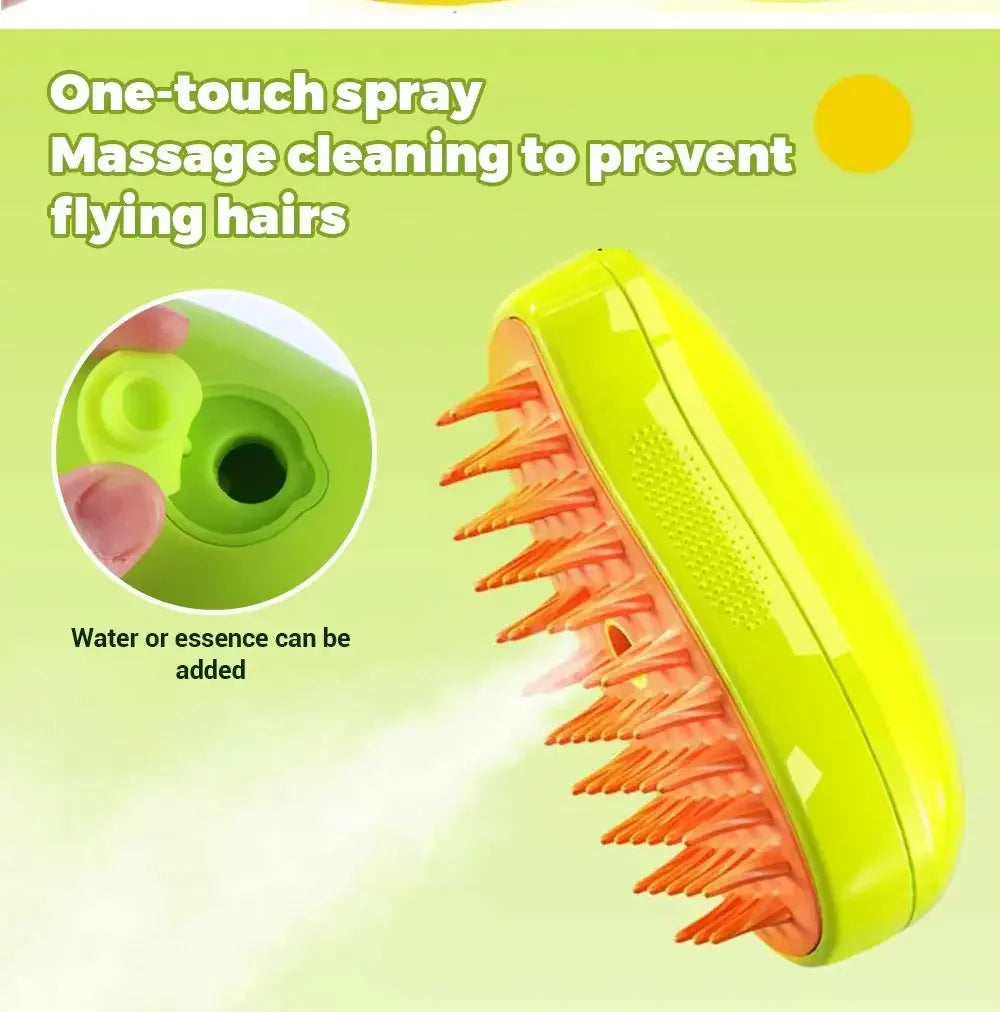 3-in-1 Steam Brush for Cats & Dogs – Grooming, Massage & Steamer