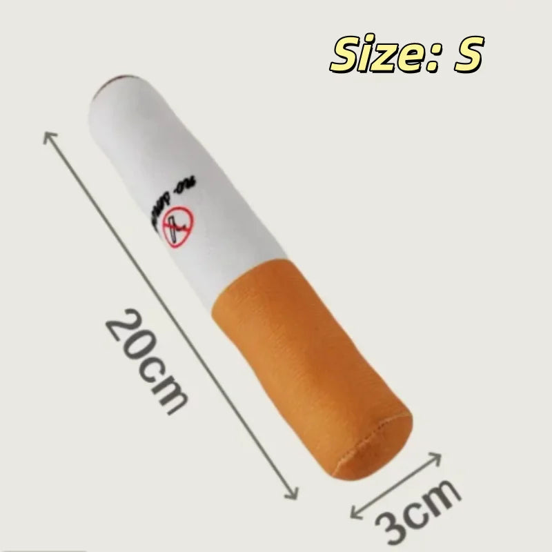 Cigar Plush Squeaky Dog Toy – Funny Interactive Chew Toy – Sizes S & L