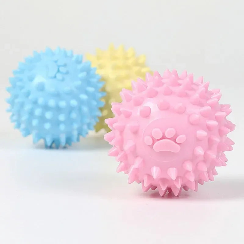 Interactive Paw Print Chew Ball for Dogs & Cats – TPR Dental Cleaning Toy