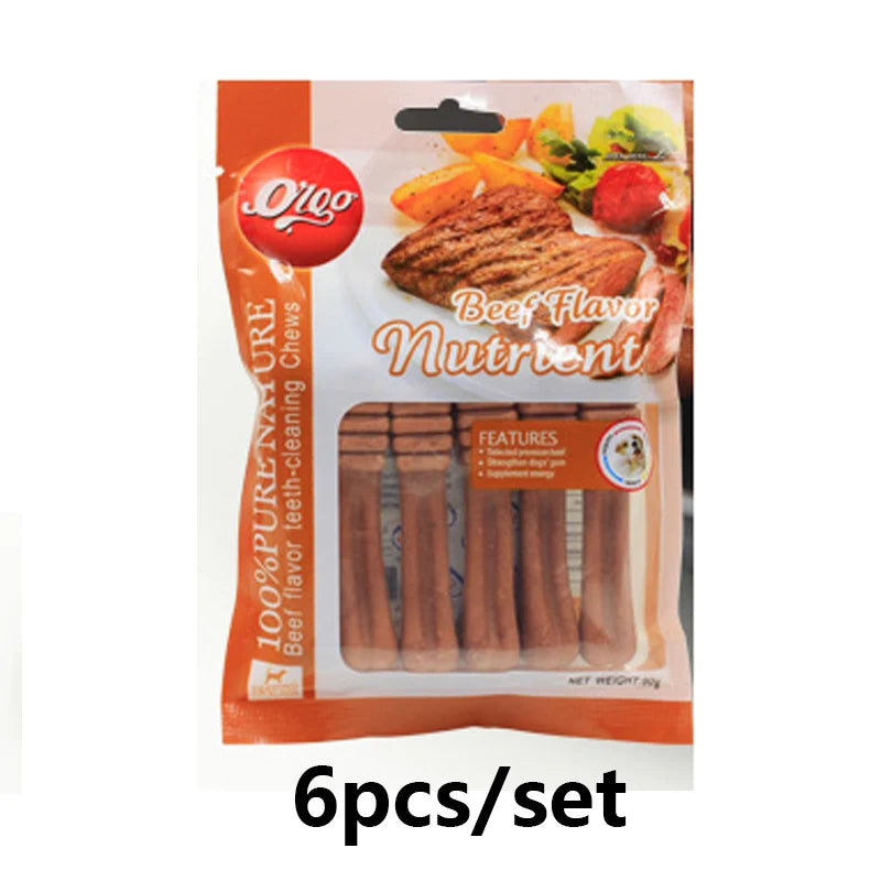 Dog Dental Chew Sticks - Beef Flavor, Dental Cleaning & Training