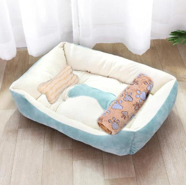 Square Cotton Pet Bed for Dogs & Cats – Warm Nest in Candy Colors