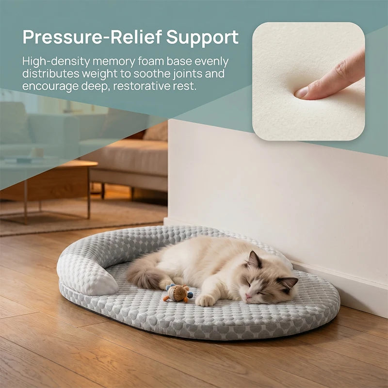Oval Cooling Pet Bed for Dogs & Cats – Breathable Ice Silk