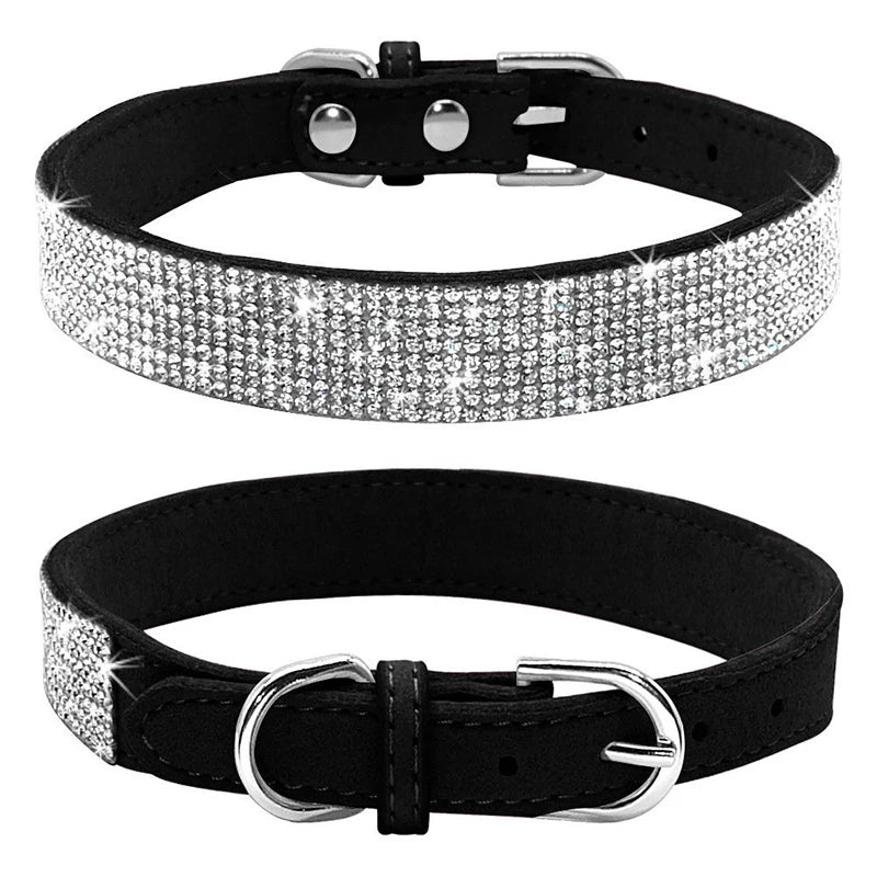 Crystal Rhinestone Dog & Cat Collar — Glamorous Design, 8 Colors & 3 Sizes