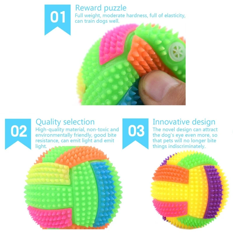 Squeaky Glowing Dog Chew Ball – Light-Up Rubber Toy for Dental Cleaning & Play