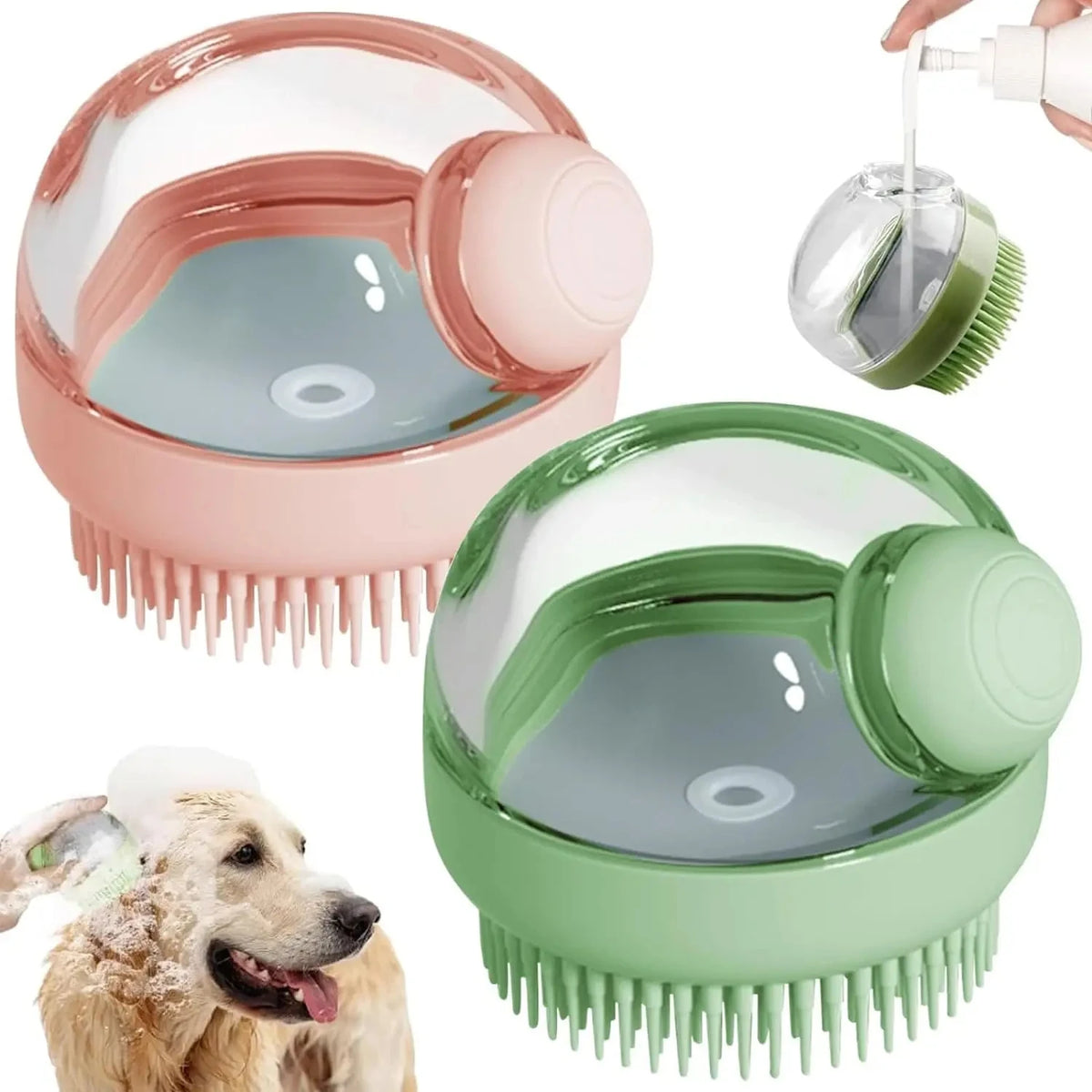 Bath Brush with Shampoo Dispenser for Dogs and Cats – Massage & Deep Cleaning
