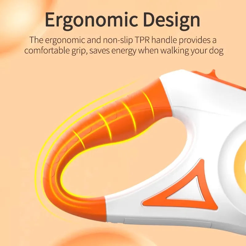 5M Retractable Dog Leash with LED Light — Durable Nylon for Night Walks
