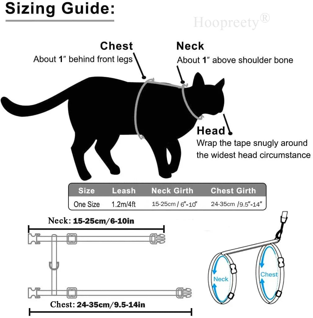 Kitten & Cat Harness and Leash Set — Escape-Proof, Adjustable with Bell