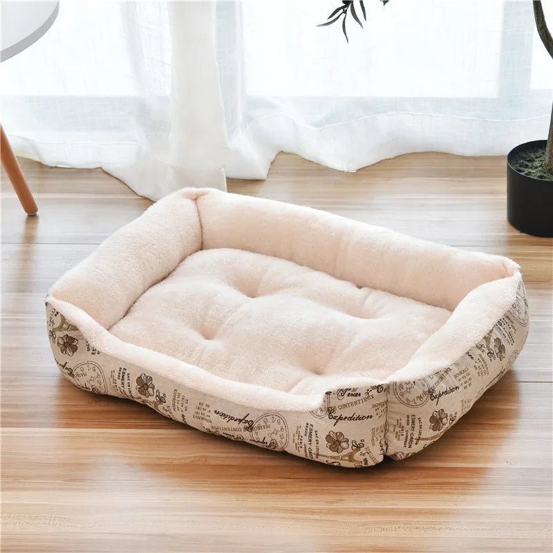 Square Cotton Pet Bed for Dogs & Cats – Warm Nest in Candy Colors