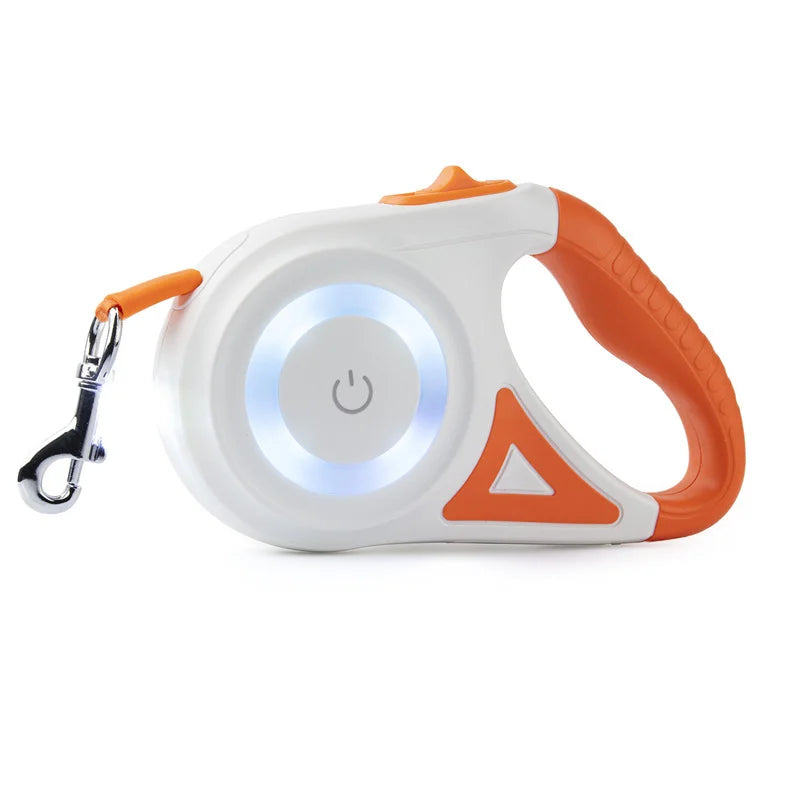 5M Retractable Dog Leash with LED Light — Durable Nylon for Night Walks