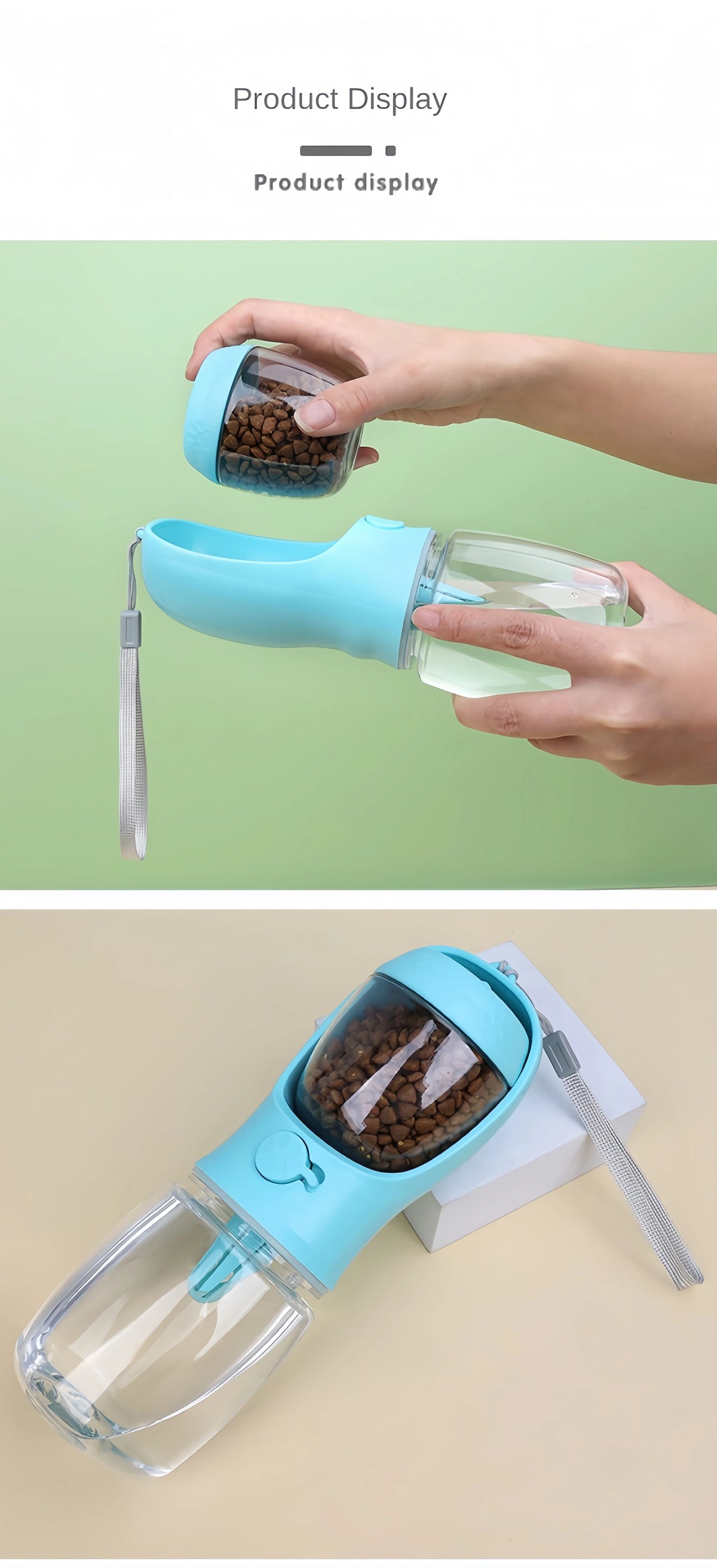 2-in-1 Portable Water Bottle with Food Storage for Dogs & Cats – Travel & Walks