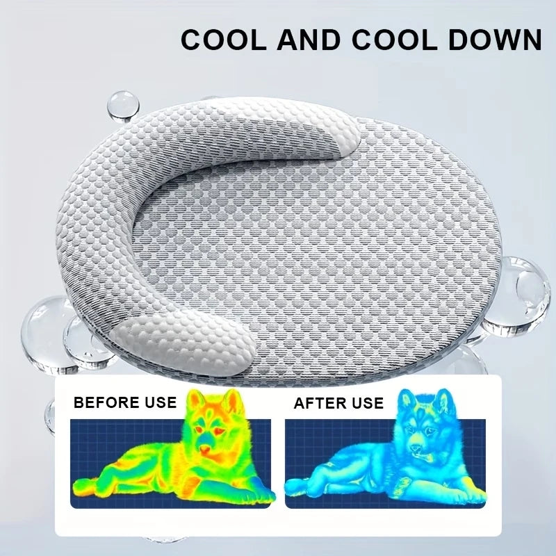 Oval Cooling Pet Bed for Dogs & Cats – Breathable Ice Silk