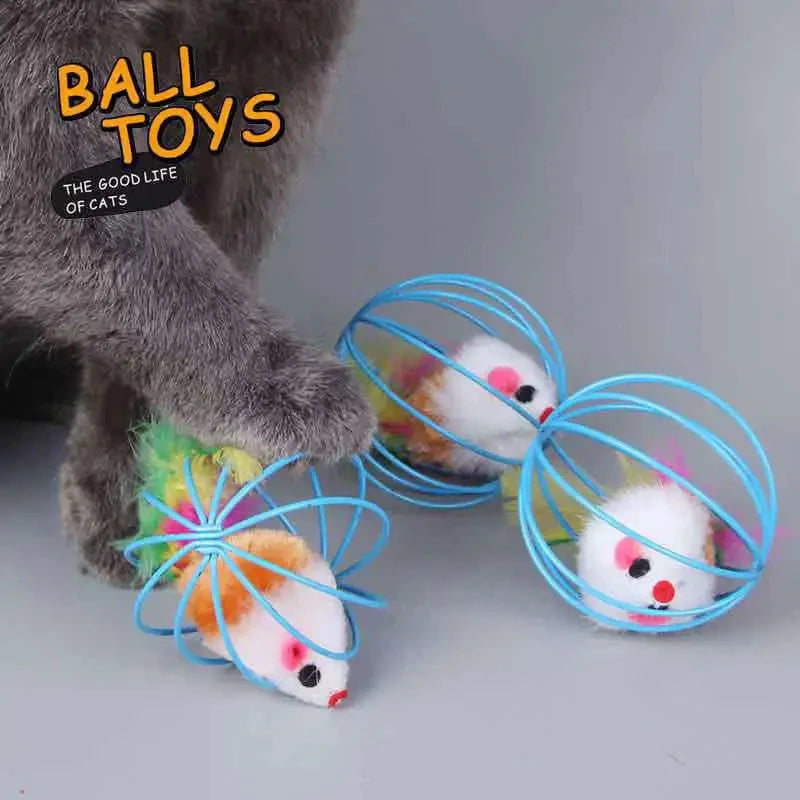Interactive Mouse in Cage Cat Toy – Colorful & Stimulating