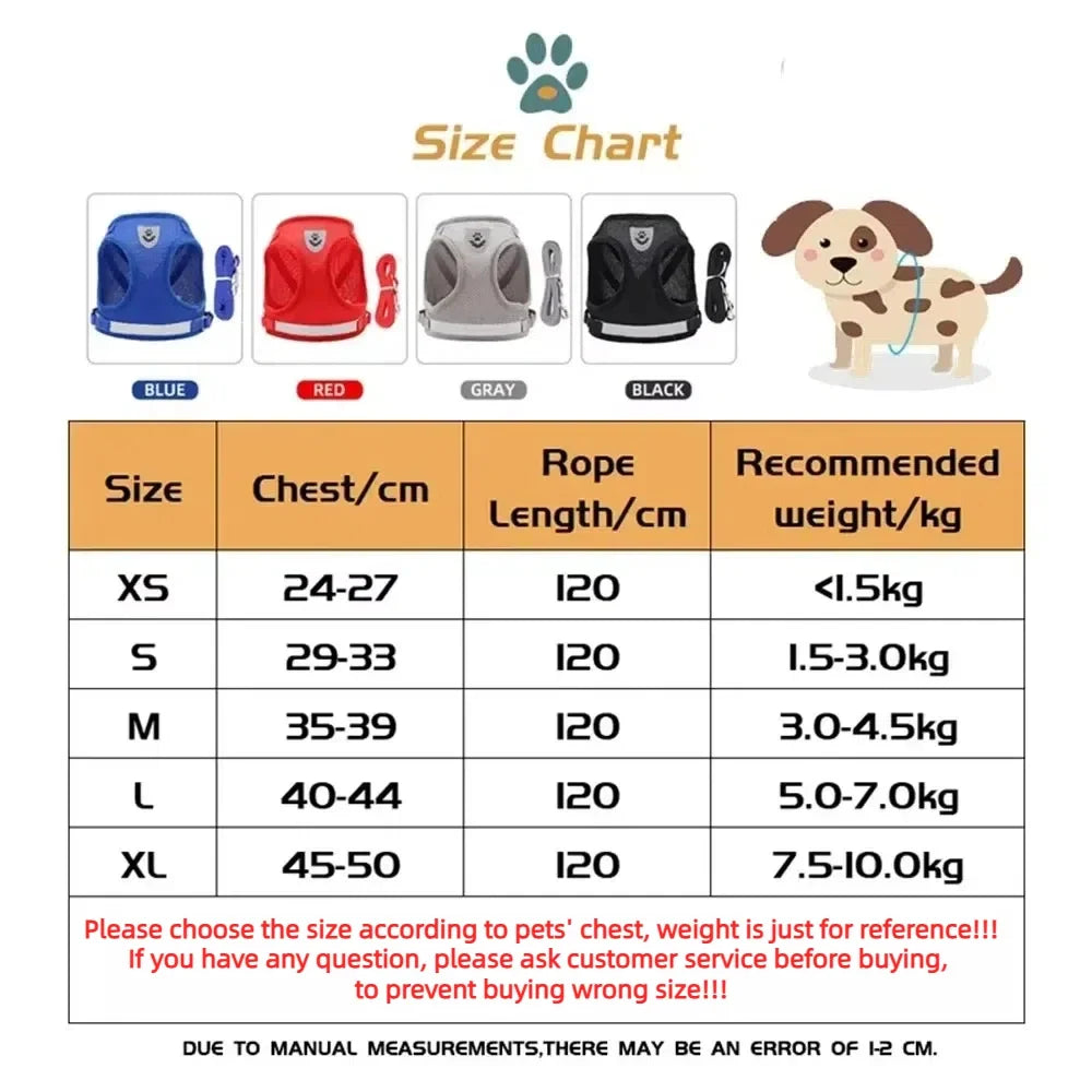 Escape-Proof Cat Harness — Reflective Mesh Vest with Leash, Adjustable