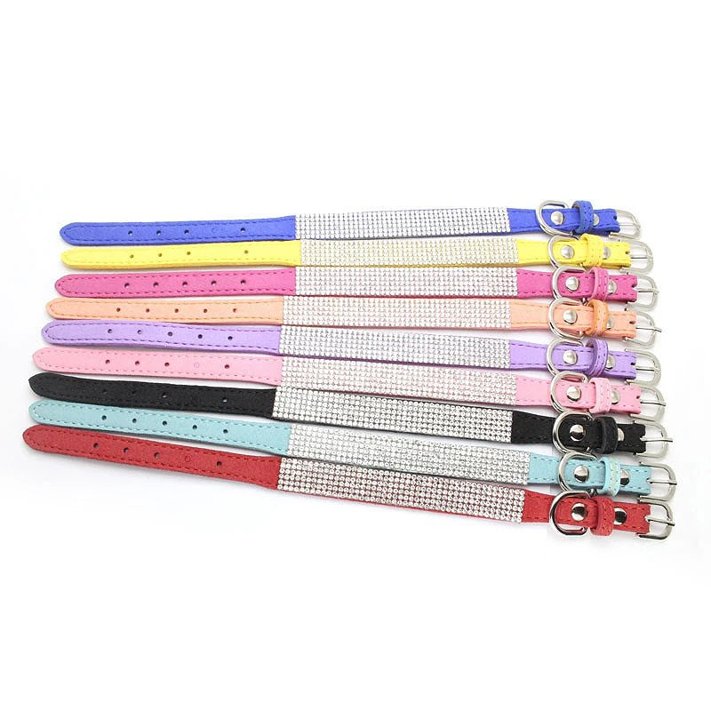Crystal Rhinestone Dog & Cat Collar — Glamorous Design, 8 Colors & 3 Sizes