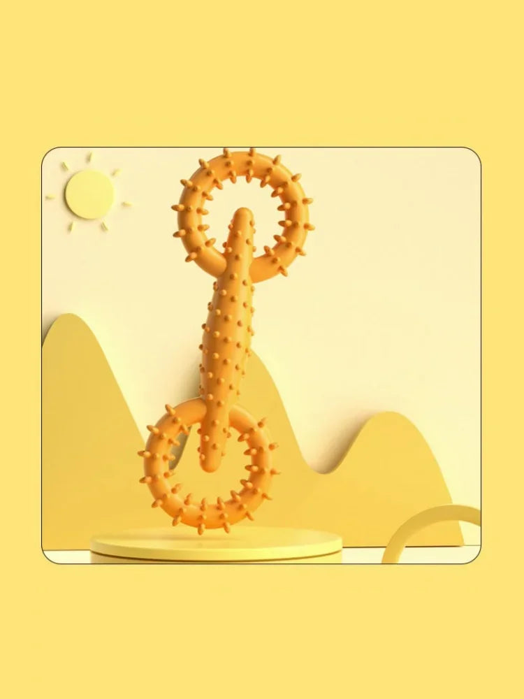 Double Ring Dog Chew Toy – Interactive TPR Rubber for Dental Cleaning & Boredom Relief