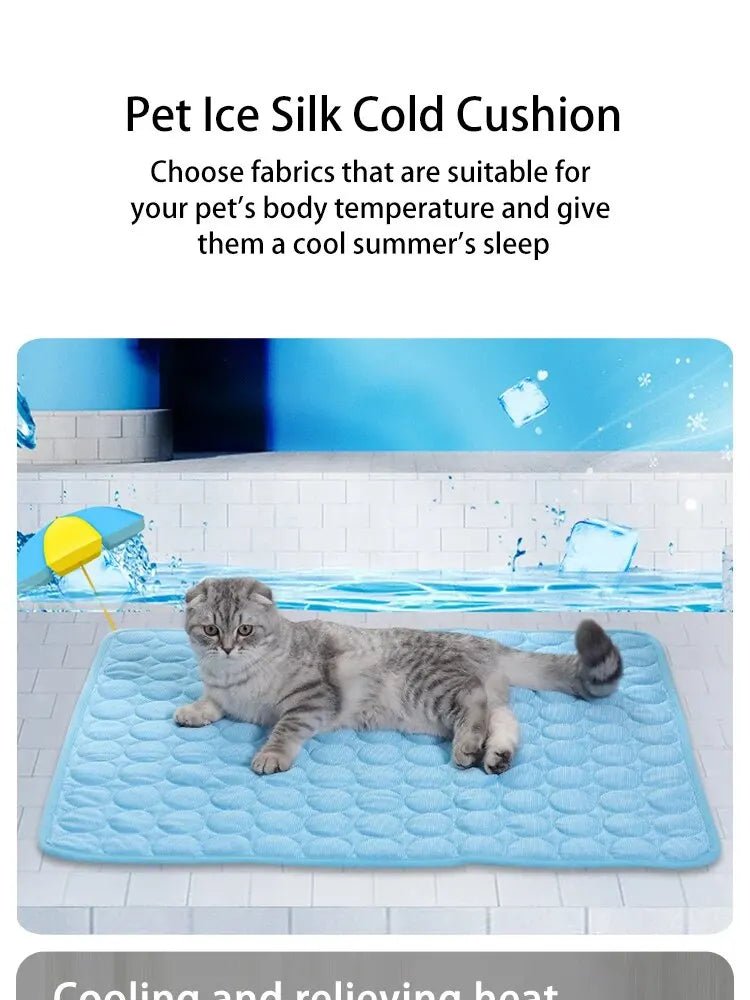 Summer Cooling Mat for Dogs & Cats – Ice Silk Fabric