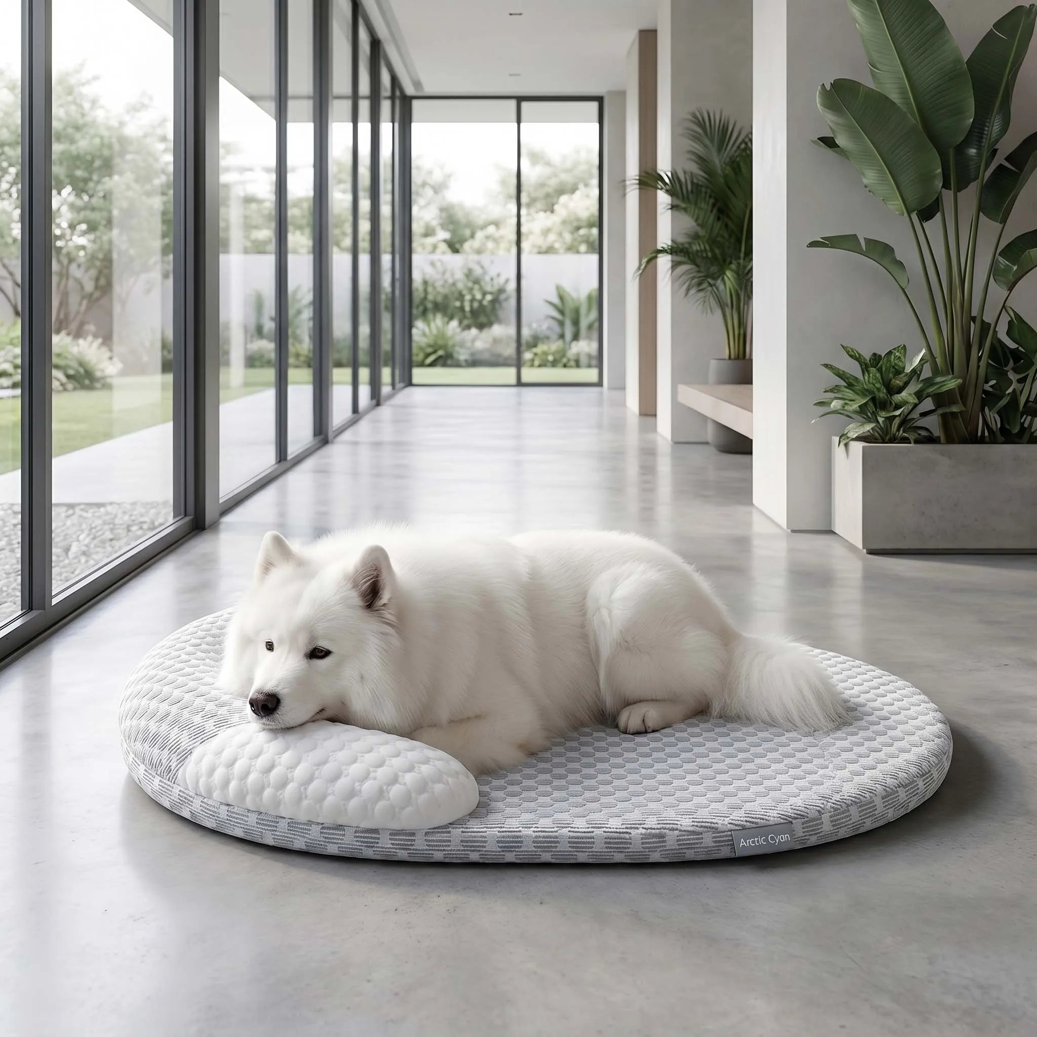 Oval Cooling Pet Bed for Dogs & Cats – Breathable Ice Silk
