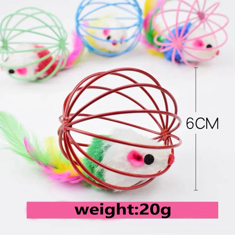 Interactive Mouse in Cage Cat Toy – Colorful & Stimulating