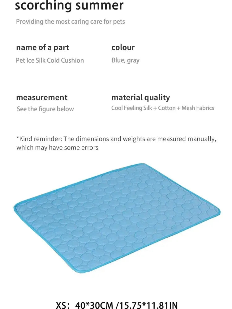 Summer Cooling Mat for Dogs & Cats – Ice Silk Fabric