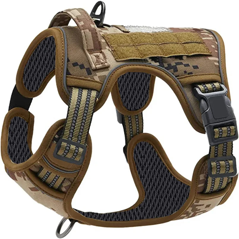 Military Tactical Dog Harness — No-Pull, Reflective with Control Handle