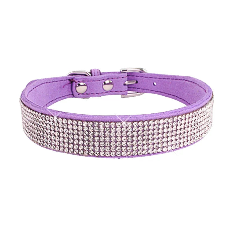 Crystal Rhinestone Dog & Cat Collar — Glamorous Design, 8 Colors & 3 Sizes