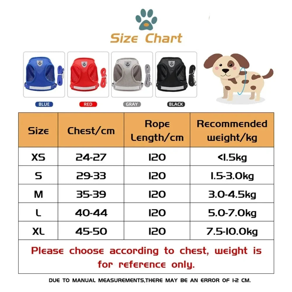 Escape-Proof Cat Harness — Reflective Mesh Vest with Leash, Adjustable