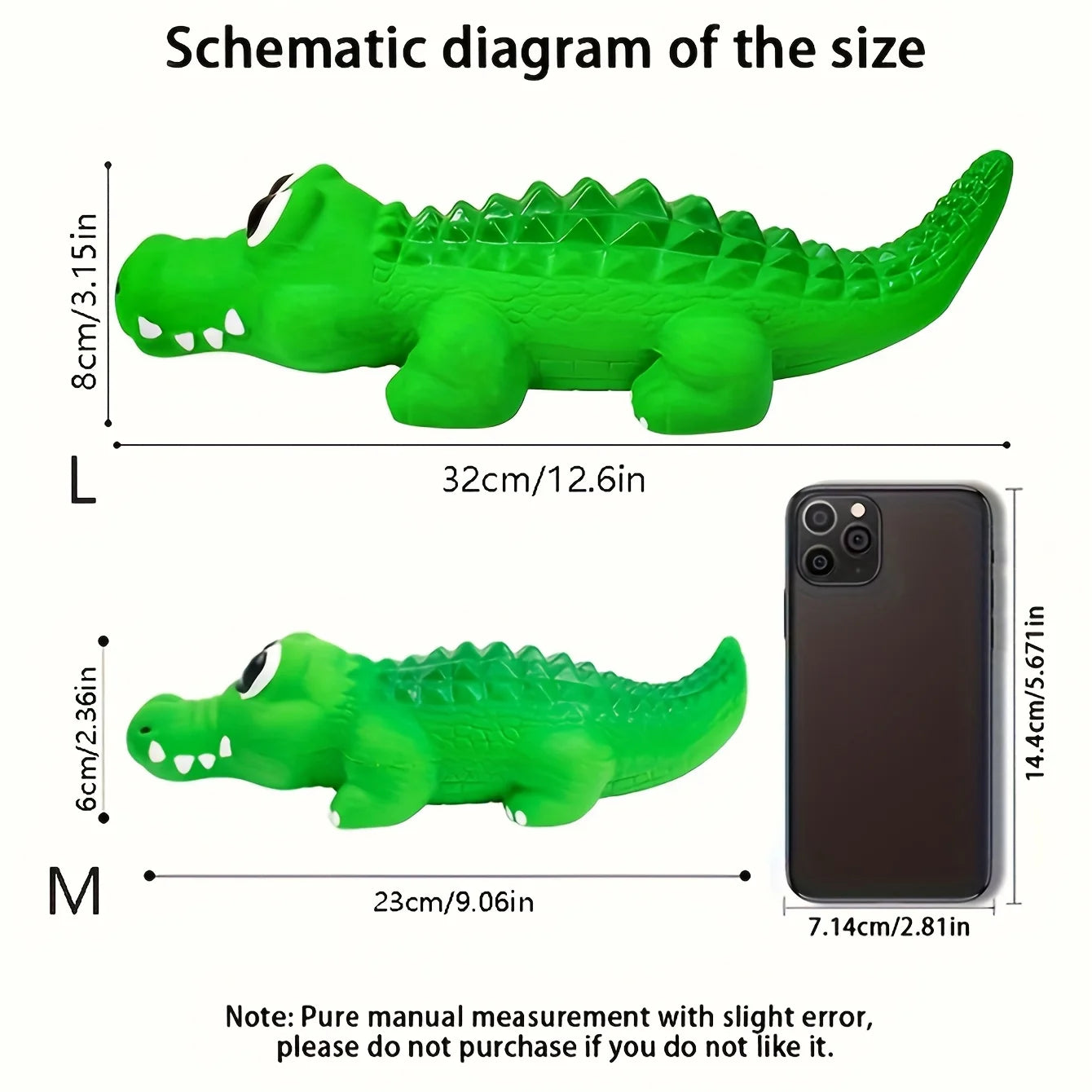 Crocodile Squeaky Dog Chew Toy – Durable Latex for Aggressive Chewers – All Breeds