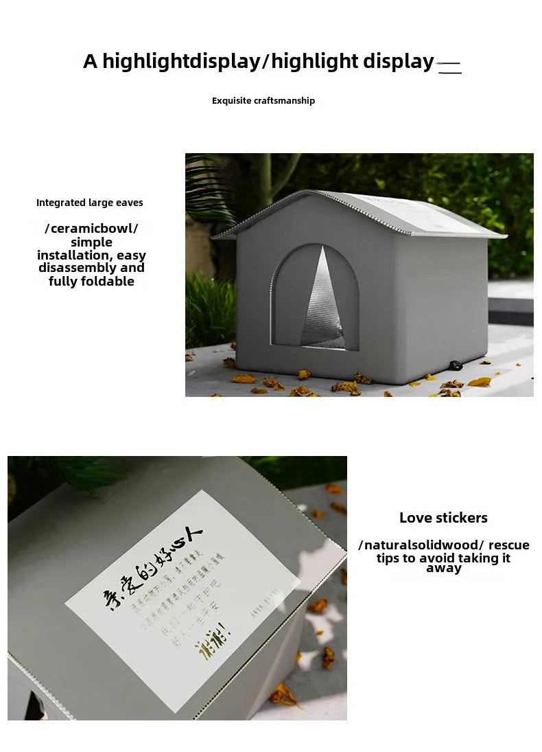 Pet Cave House for Dogs & Cats – Waterproof Foldable Winter Shelter