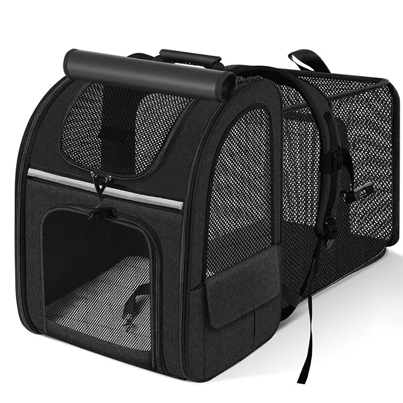 Expandable Pet Carrier Backpack for Cats & Small Dogs – Portable Travel Bag