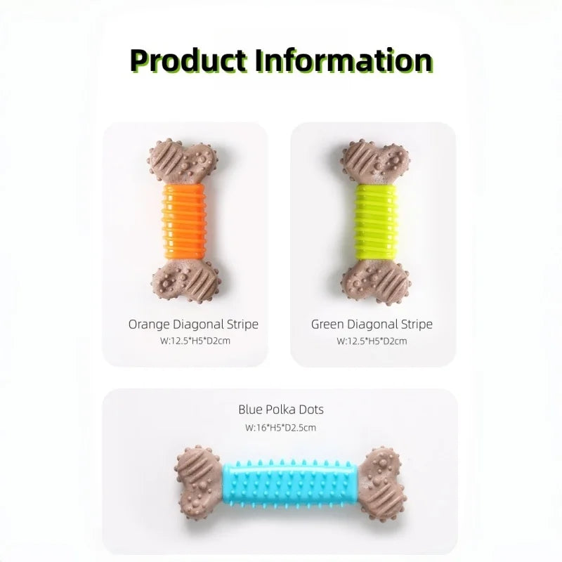 Bone-Shaped Dog Chew Toy – Durable TPR & Wood Powder – All Breeds & Sizes