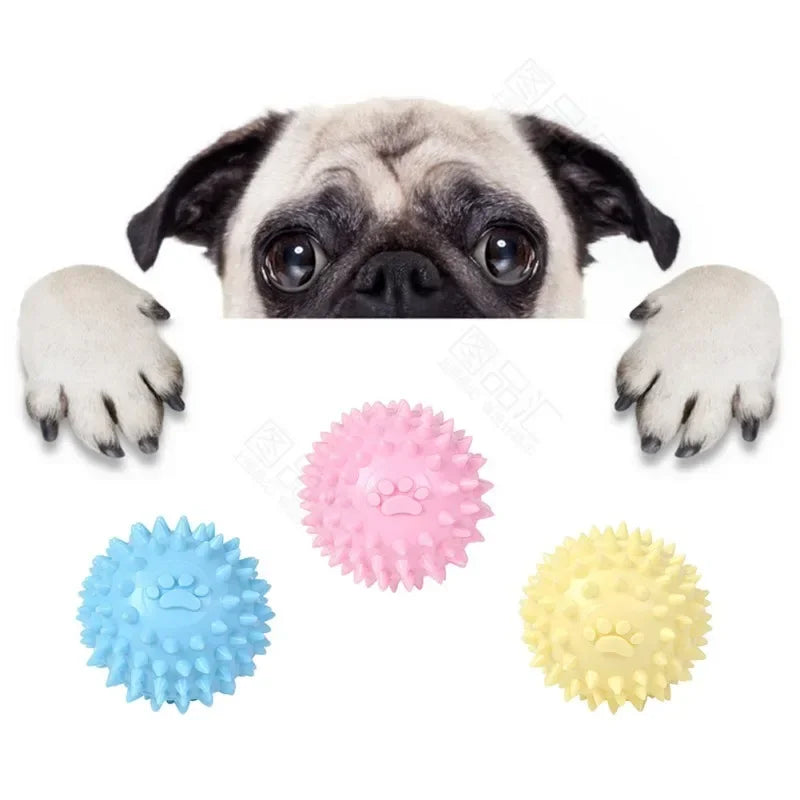 Interactive Paw Print Chew Ball for Dogs & Cats – TPR Dental Cleaning Toy